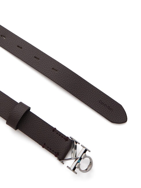 FACTED CK BUCKLE Leather belt fudge/shiny nickel - Belts