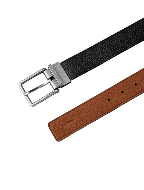 WARMTH BUCKLE Leather belt black/ck dark brown/antique s - Belts