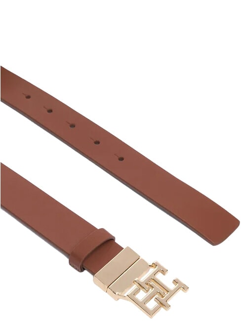 TH LOGO Reversible leather belt with monogram black mono/winter cognac - Belts