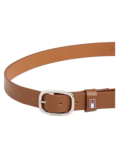 TOMMY JEANS OVAL  Shortenable leather belt cognac - Belts
