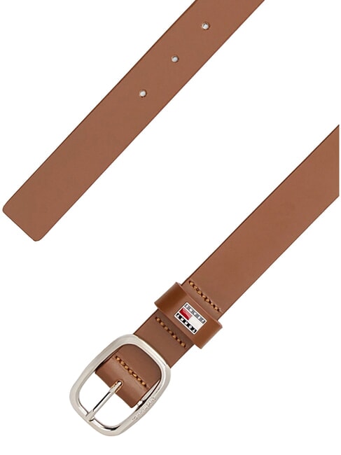 TOMMY JEANS OVAL  Shortenable leather belt cognac - Belts