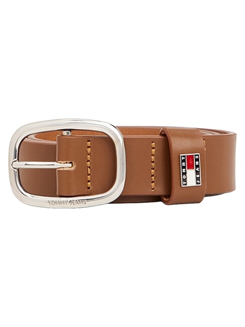 TOMMY JEANS OVAL  Shortenable leather belt cognac - Belts