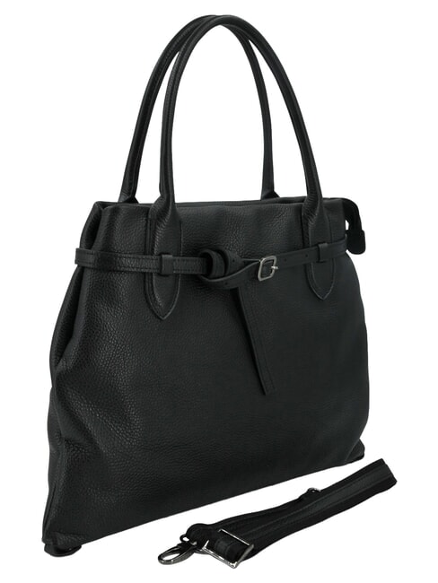 ELIF Medium leather clutch bag with shoulder strap black - Women&rsquo;s Bags