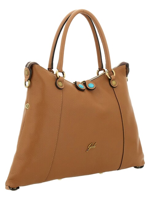 THAMARA PLUS Medium shoulder bag, in leather lion/chamois - Women&rsquo;s Bags