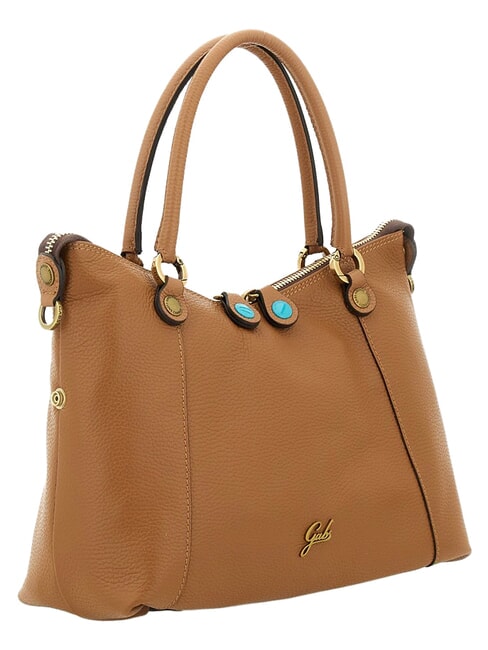 THAMARA PLUS Medium shoulder bag, in leather lion/chamois - Women&rsquo;s Bags