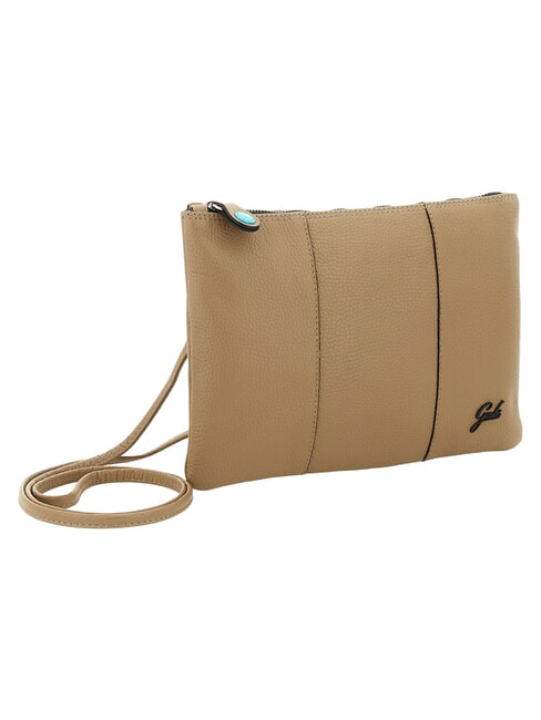 BEYONCE Medium leather clutch bag with shoulder strap cappuccino - Women&rsquo;s Bags