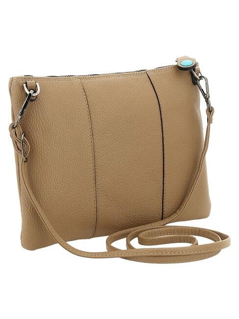 BEYONCE Medium leather clutch bag with shoulder strap cappuccino - Women&rsquo;s Bags