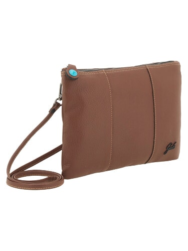 BEYONCE Medium leather clutch bag with shoulder strap dark leather - Women&rsquo;s Bags