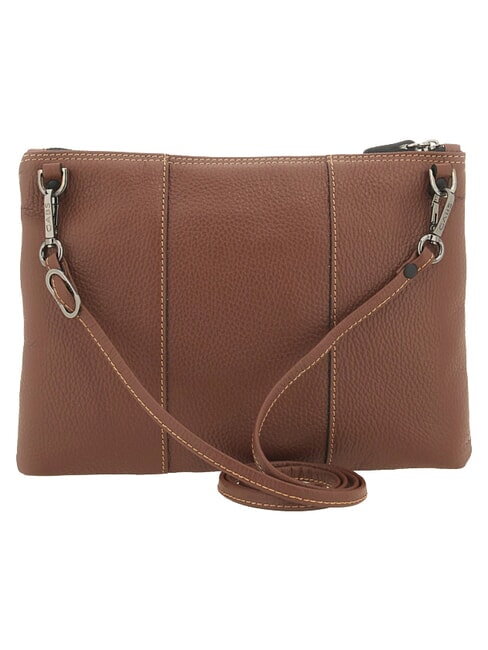 BEYONCE Medium leather clutch bag with shoulder strap dark leather - Women&rsquo;s Bags