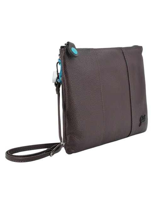 BEYONCE Medium leather clutch bag with shoulder strap mocha - Women&rsquo;s Bags
