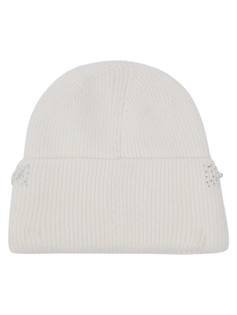 PERLE Knitted hat with beads white cream - Hats