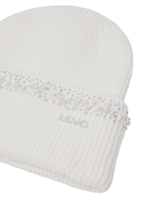 PERLE Knitted hat with beads white cream - Hats