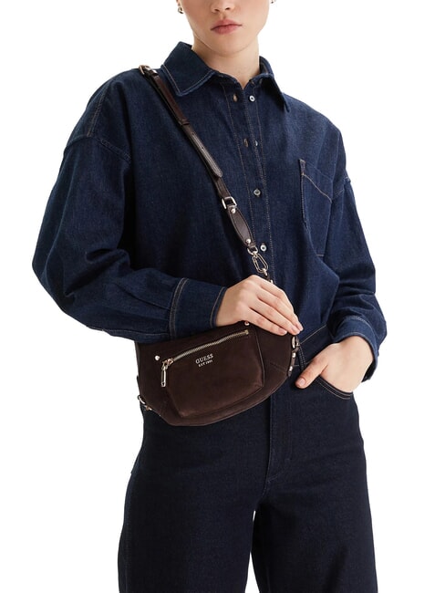 MARSHA Shoulder bag, in suede leather VERDONE - Women&rsquo;s Bags