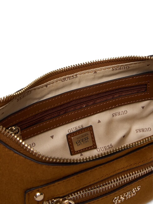 MARSHA Shoulder bag, in suede leather COGNAC - Women&rsquo;s Bags