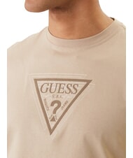 GUESS TERRY LOGO Cotton T-Shirt neutral sand - T-shirt - 3