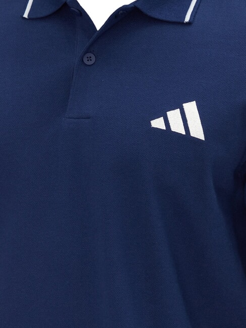 SMALL LOGO Short-sleeved polo shirt, pure cotton blue - Polo shirt
