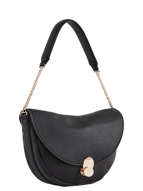 EVELYN Shoulder bag with metal logo BLACK - Women&rsquo;s Bags