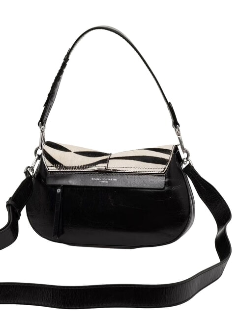 HELENA ROUND Leather handbag with shoulder strap black and white zebra - Women&rsquo;s Bags