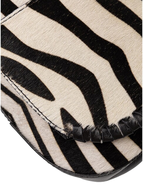 HELENA ROUND Leather handbag with shoulder strap black and white zebra - Women&rsquo;s Bags