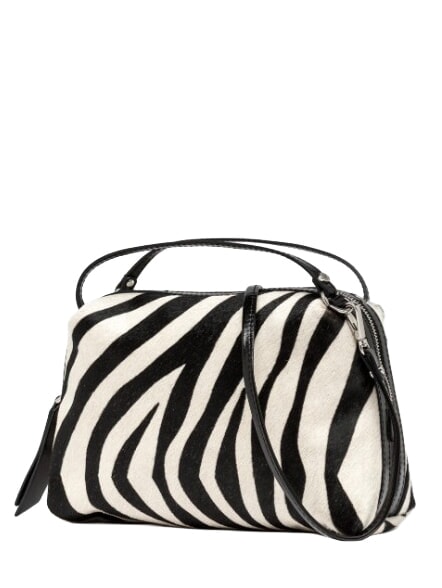 ALIFA Leather shoulder bag, with shoulder strap black and white zebra - Women&rsquo;s Bags