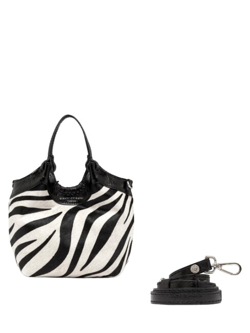 ALIFA Leather shoulder bag, with shoulder strap black and white zebra - Women&rsquo;s Bags
