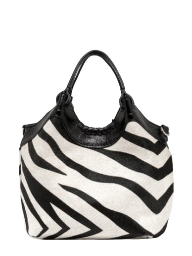 ALIFA Leather shoulder bag, with shoulder strap black and white zebra - Women&rsquo;s Bags