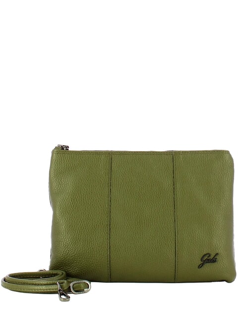 BEYONCE Medium leather clutch bag with shoulder strap forest green - Women&rsquo;s Bags