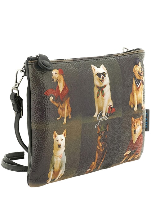 BEYONCE Leather clutch bag with shoulder strap worldwide dogs gray - Women&rsquo;s Bags