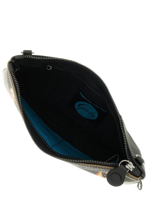BEYONCE Leather clutch bag with shoulder strap worldwide dogs gray - Women&rsquo;s Bags