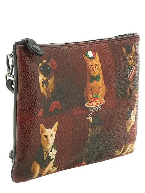 BEYONCE Leather clutch bag with shoulder strap worldwide cats red - Women&rsquo;s Bags