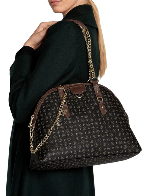 HERITAGE Dome shoulder bag with chain handles black brown - Women&rsquo;s Bags