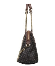 POLLINI HERITAGE Dome shoulder bag with chain handles black brown - Women&rsquo;s Bags - 4