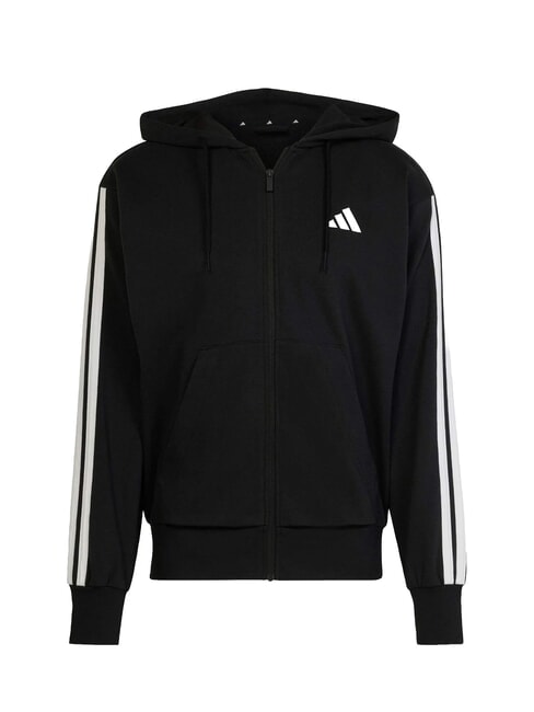 3 STRIPES Full zip sweatshirt with hood black - Sweatshirts