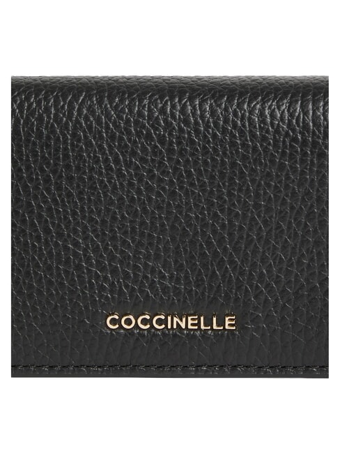 METALLIC SOFT Compact leather wallet Black - Women&rsquo;s Wallets