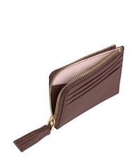 COCCINELLE TASSEL Card holder with zip in hammered leather - Women&rsquo;s Wallets