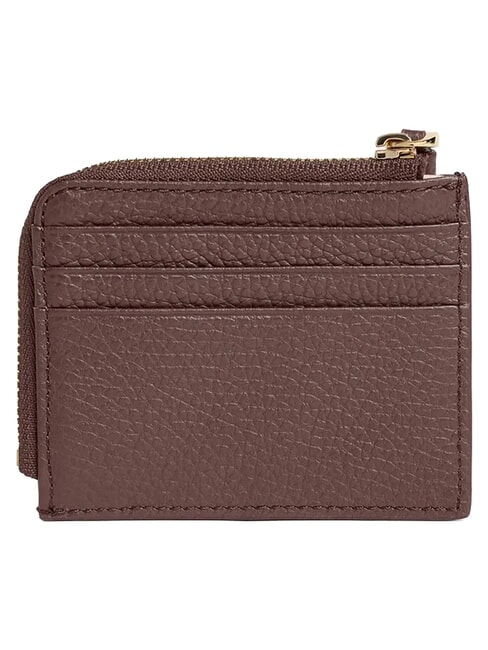 TASSEL Card holder with zip in hammered leather berry - Women&rsquo;s Wallets