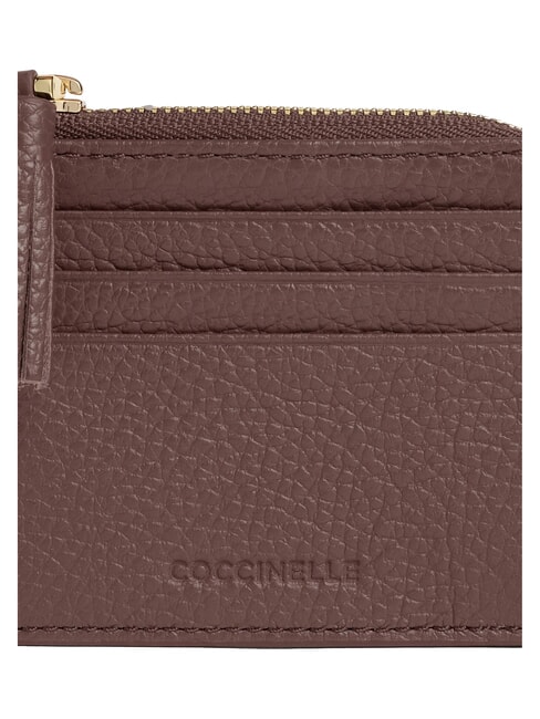TASSEL Card holder with zip in hammered leather berry - Women&rsquo;s Wallets