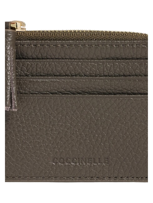 TASSEL Card holder with zip in hammered leather mud - Women&rsquo;s Wallets
