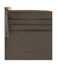 COCCINELLE TASSEL Card holder with zip in hammered leather mud - Women&rsquo;s Wallets - 4