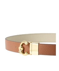 COCCINELLE C-ME BICOLOR  Reversible leather belt cognac/eucalipt - Belts - 4