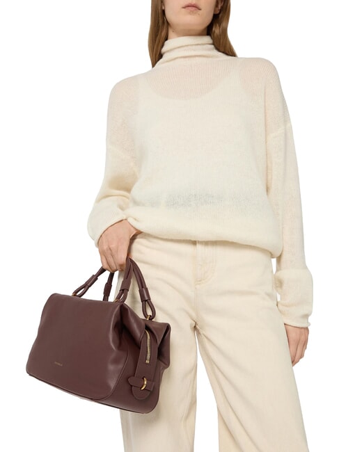 LIZZIE Handbag with shoulder strap, in leather berry - Women&rsquo;s Bags