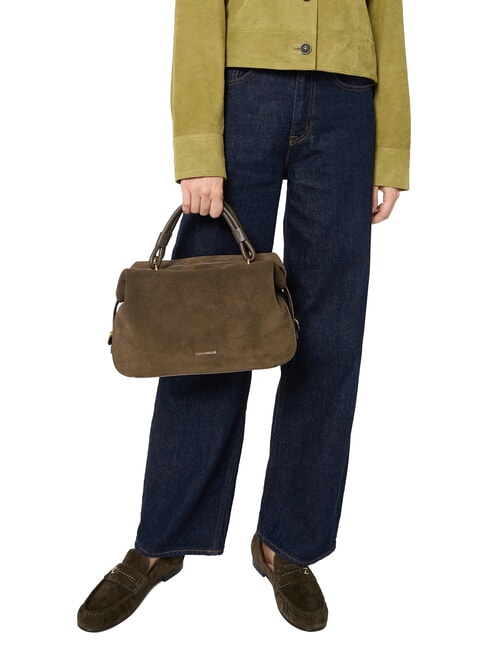 LIZZIE SUED.BIM Handbag with shoulder strap, in leather mud - Women&rsquo;s Bags