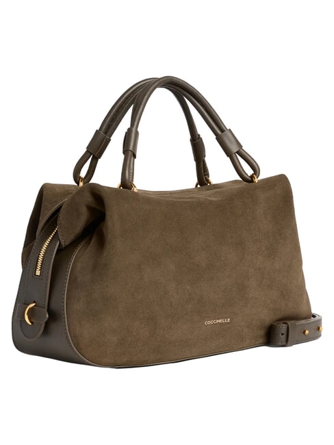 LIZZIE SUED.BIM Handbag with shoulder strap, in leather mud - Women&rsquo;s Bags