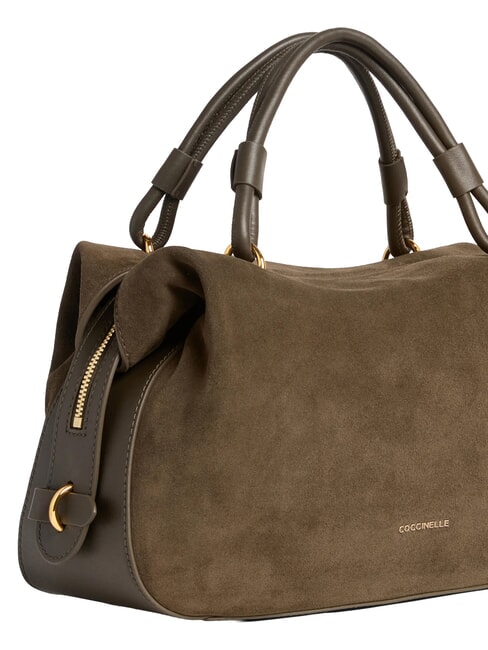 LIZZIE SUED.BIM Handbag with shoulder strap, in leather mud - Women&rsquo;s Bags