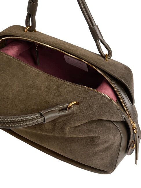 LIZZIE SUED.BIM Handbag with shoulder strap, in leather mud - Women&rsquo;s Bags