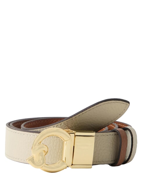 C-ME BICOLOR  Reversible leather belt cognac/eucalipt - Belts