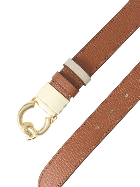 C-ME BICOLOR  Reversible leather belt cognac/eucalipt - Belts