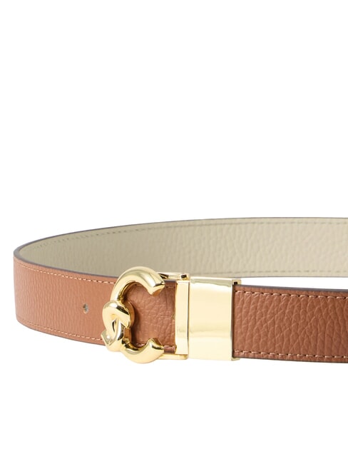 C-ME BICOLOR  Reversible leather belt cognac/eucalipt - Belts