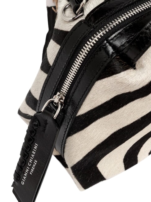 ALIFA Leather shoulder bag, with shoulder strap black and white zebra - Women&rsquo;s Bags