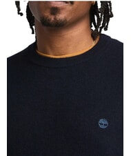 TIMBERLAND MERINO Crewneck sweater in wool blend dark sapphire/dark denim - Men's Sweaters - 3
